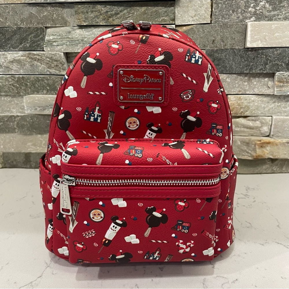 Disney parks loungefly red christmas treats mini backpack NWT